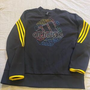 Adidas Black Crewneck Sweater with Yellow and Multicolor Design